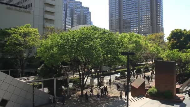 Plaza Middle Shot High Angle West Shinjuku Its City Location — Stockvideo