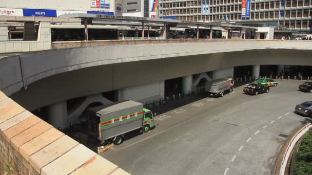 Road Station Wide Shot Shinjuku Station West Side Its City — Stok Video