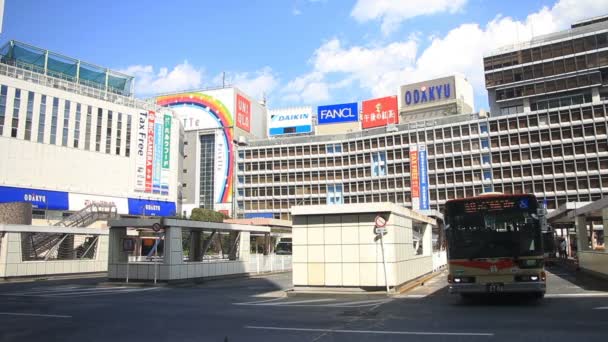 Buszállomás Széles Lövés Shinjuku Station West Side Belváros Tokióban Idő — Stock videók