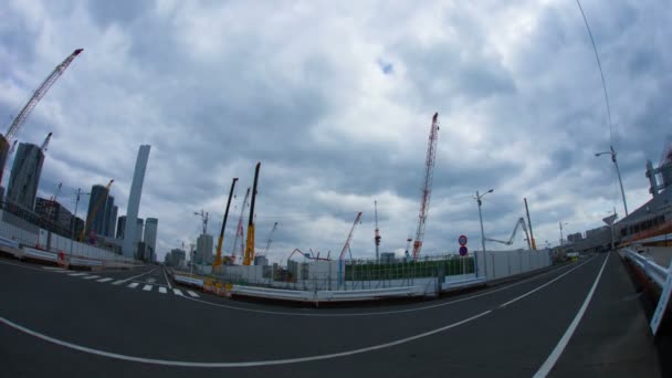 Crane Time Lapse Ariake East Side Tóquio Wide Shot Sua — Vídeo de Stock