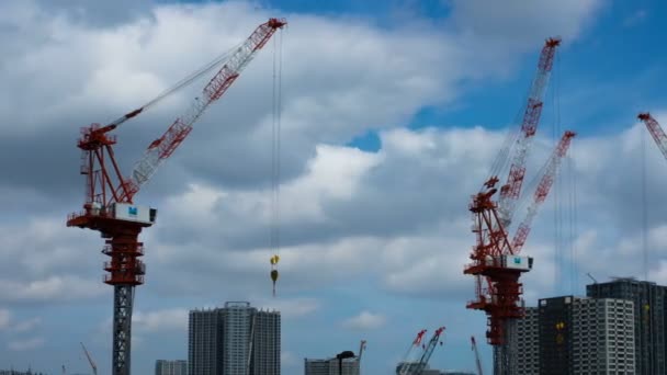 Dźwig Upływ Czasu Tokio Ariake Prawo Panoramowanie Jego Lokalizacji Miasta — Wideo stockowe