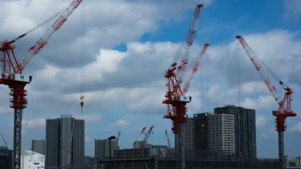 Gru Time Lapse Ariake Tokyo Wide Shot Panning Sinistro Una — Video Stock