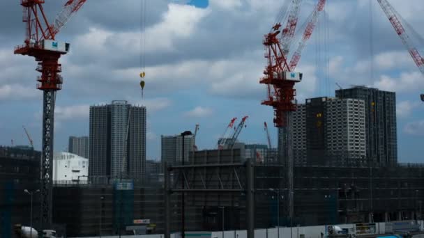 Grúa Lapso Tiempo Ariake Tokio Zoom Distancia Una Ciudad Tokio — Vídeos de Stock