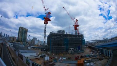 Vinç zaman atlamalı 4k balık gözü Ariake Tokyo geniş atış tilt up.mov, / onun Tokyo şehir konum. 4k ve zaman atlamalı. fotoğraf makinesi: Canon Eos 5d