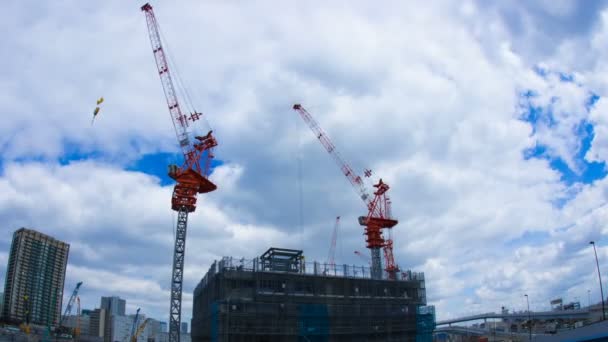 Время Крана Истекло Рыбий Глаз Ariake Tokyo Left Panning Mov — стоковое видео