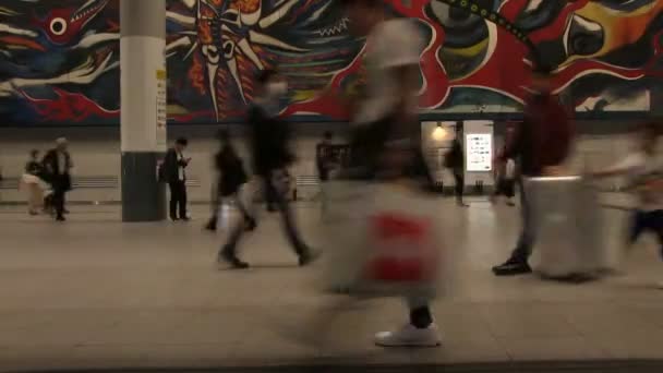 Shibuya Station Night Middle Shot Time Lapse Its City Location — Stock Video