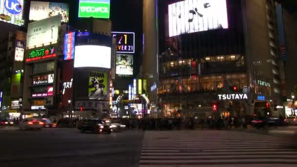 Время Пересечения Сибуя Город Токио Временной Интервал Камера Canon Eos — стоковое видео