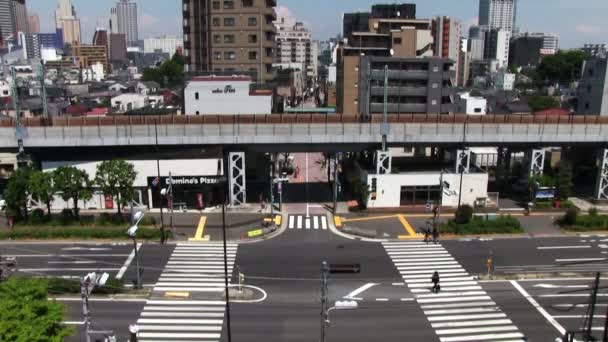 Avenue Vanaf Bovenkant Van Shinagawa Heiligdom Time Lapse Breed Geschoten — Stockvideo