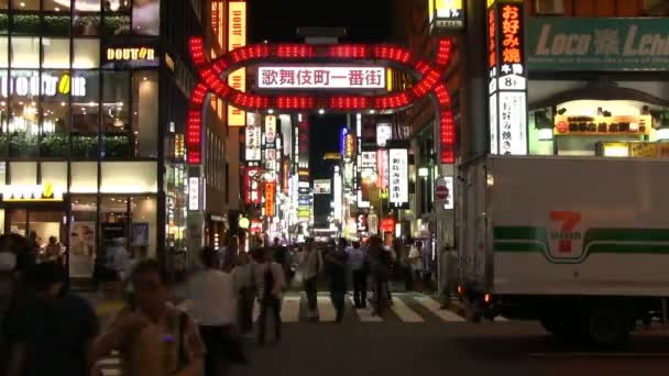 Time Lapse Shinjuku Oostzijde Buurt Van Kabukicho Straat Nacht Breed — Stockvideo