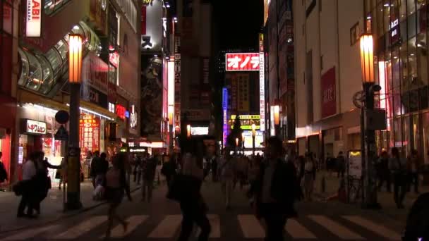 Akihabara Buurt Van Elektrische Stad Datum Nacht Ver Time Lapse — Stockvideo