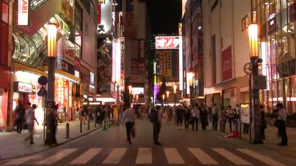 Akihabara Perto Cidade Elétrica Noite Ver Tempo Lapso Lento Obturador — Vídeo de Stock