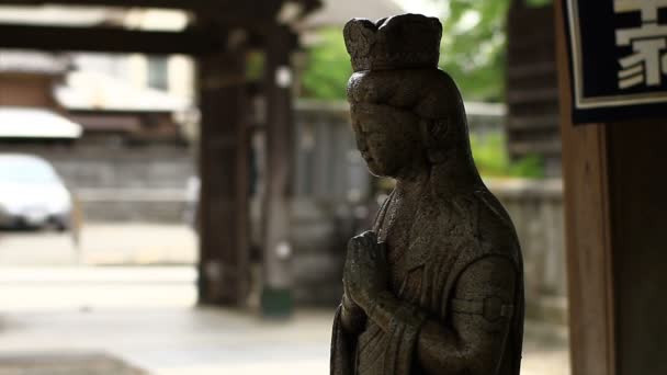 Статуя Bosatsu Японском Храме Токио Традиционное Место Токио Камера Canon — стоковое видео
