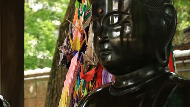 Statua Bosatsu Tempio Giapponese Tokyo Una Posizione Tradizionale Tokyo Macchina — Video Stock