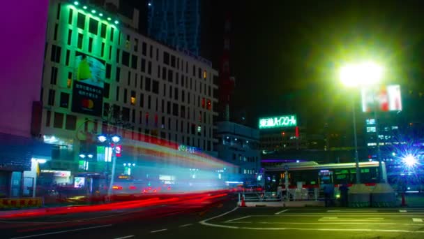 Уповільнена Зйомка Ніч Shibuya Станції Токіо Його Розташування Міста Токіо — стокове відео