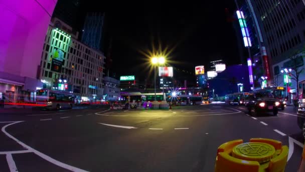 Upływie Nocy Shibuya Stacji Tokio Jego Lokalizacji Miasta Tokio Upływ — Wideo stockowe