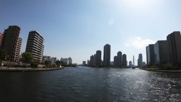 在东京 Eitai 大桥南侧的时间流逝 它在东京的一个城市位置 时间流逝 摄像头 Eos — 图库视频影像
