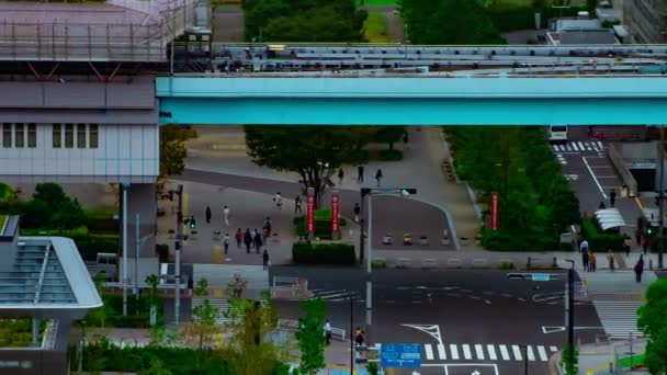 Хронология городской улицы в городском городке в Ариаке, Токио, дневная съемка — стоковое видео