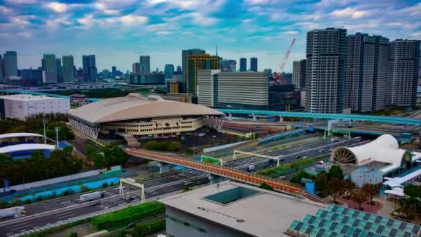 Časová osa městské ulice v městském městě v Ariake Tokyo celodenní záběr — Stock video
