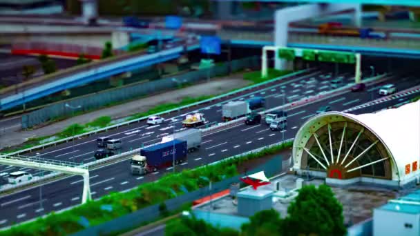 A timelapse da rua da cidade na cidade urbana como miniatura em Ariake Tokyo turno de inclinação diurna — Vídeo de Stock