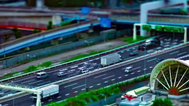 Timelapse miejskiej ulicy na miejskim mieście jak miniatura w Ariake Tokio dzienna zmiana nachylenia — Wideo stockowe