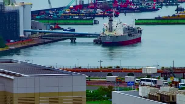 En timelapse av hög vinkel utsikt nära Bay område i Tokyo dagtid långskott — Stockvideo