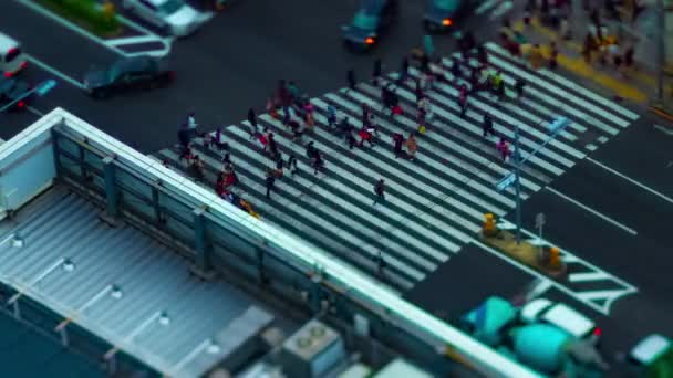 東京の駅の前での高い角度の眺めのタイムラプス空の傾きシフト — ストック動画