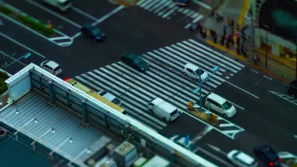 Timelapse wysokiego kąta wglądu przed stacją w Tokio daytime zachmurzone niebo tilt shift — Wideo stockowe