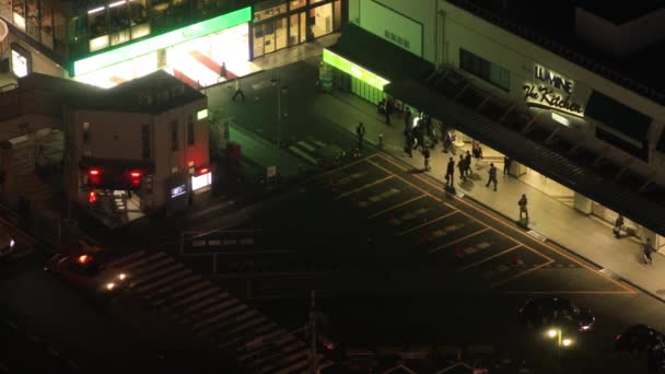 Noční městská krajina ve vysokém úhlu Shinagawa Tokyo — Stock video