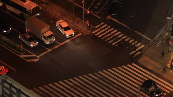 Uma paisagem urbana noturna em Shinagawa Tóquio alto ângulo — Vídeo de Stock