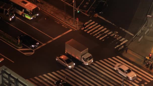 Uma paisagem urbana noturna em Shinagawa Tóquio alto ângulo — Vídeo de Stock