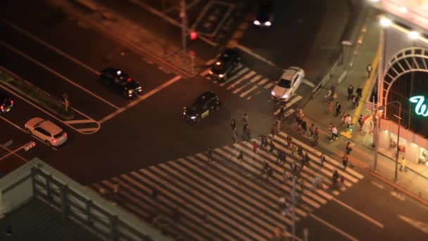 Un paesaggio urbano notturno a Shinagawa Tokyo high angle tilt shift — Video Stock