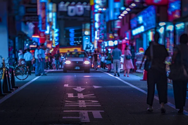 Noc neonowej ulicy w Shinjuku Tokio tiltshift — Zdjęcie stockowe