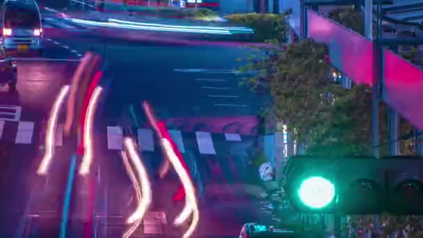 Un timelapse notturno della strada al neon a Shinjuku Tokyo high angle long shot — Video Stock