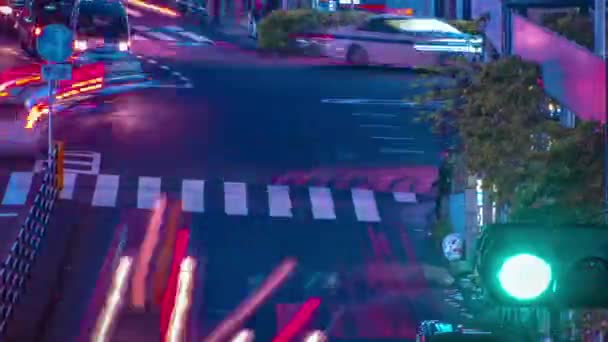 Un timelapse notturno della strada al neon a Shinjuku Tokyo high angle long shot — Video Stock