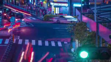 Shinjuku Tokyo 'daki neon sokağının gece görüntüsü.
