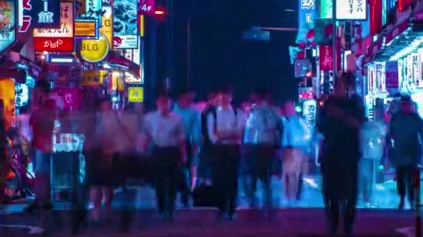 新宿のダウンタウンのネオン街の夜のタイムラプス — ストック動画