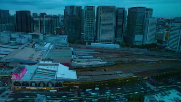 Čas soumraku v městském městě v Šinagawě Tokio vysoký úhel široká pancíř — Stock video
