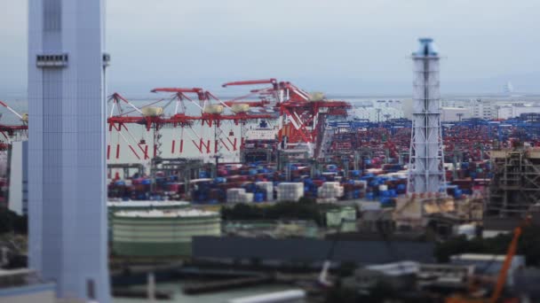 Een bewegende kraan op de baai gebied in Tokio kantelen stront — Stockvideo