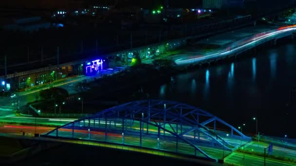 En natt timelapse av stadsbilden i staden Shinagawa Tokyo — Stockvideo