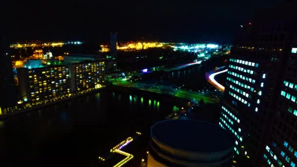 Un lapso de tiempo nocturno de paisaje urbano en la ciudad urbana de Shinagawa Tokio — Vídeo de stock