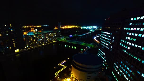 Un lapso de tiempo nocturno de paisaje urbano en la ciudad urbana de Shinagawa Tokio — Vídeo de stock