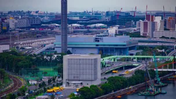 Shinagawa Tokyo 'nun körfez bölgesinin yakınlarındaki şehir manzarasının zaman çizelgesi. — Stok video