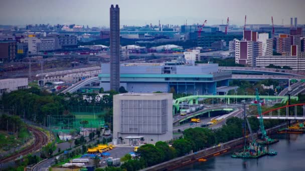 Uma cronologia da paisagem urbana perto da área da baía em Shinagawa Tóquio tiro longo — Vídeo de Stock