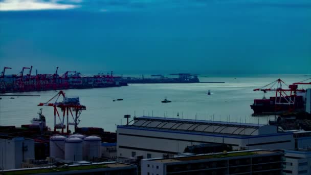 Un timelapse de grues mobiles dans la région de la baie de Tokyo plan large — Video