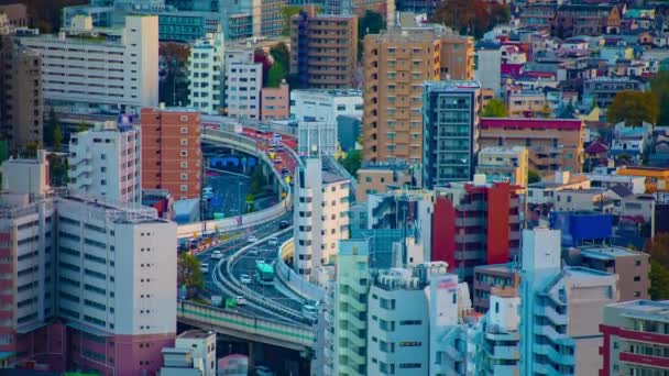 Vrata na dálnici v městském městě v Tokiu s dlouhým náskokem — Stock video