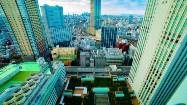 En timelapse av motorvägen vid den urbana staden i Tokyo bred skott lutning — Stockvideo