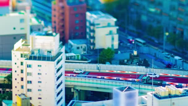 Una timelapse di autostrada alla città urbana di Tokyo tiltshift panning — Video Stock