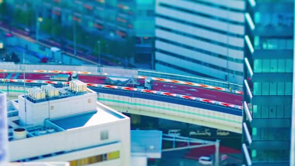 A timelapse of highway at the urban city in Tokyo tiltshift tilt — Stock Video