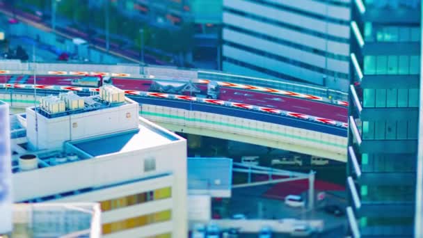 A timelapse of highway at the urban city in Tokyo tiltshift tilt — Stock Video
