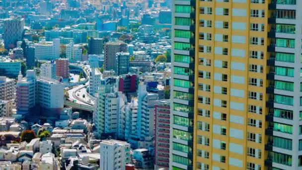 Včas dálnice v městském městě v Tokiu tiltshift zoom — Stock video
